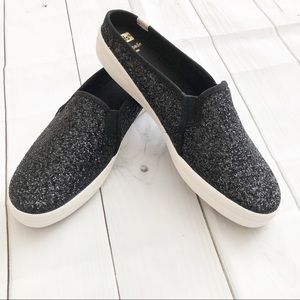 black glitter slip on trainers